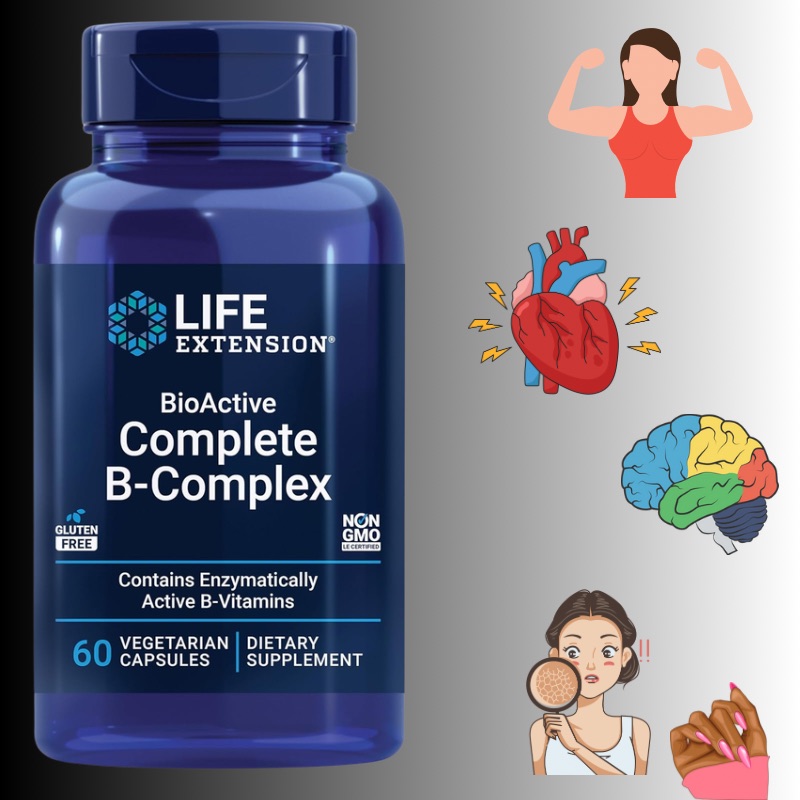 B-კომპლექსი პრემიუმ ბიოაქტიური ფორმებით ენერგიისთვის, ნერვული სისტემისა და კანის, თმის და ფრჩხილების მხარდასაჭერად — ამერიკული მწვანე აფთიაქი