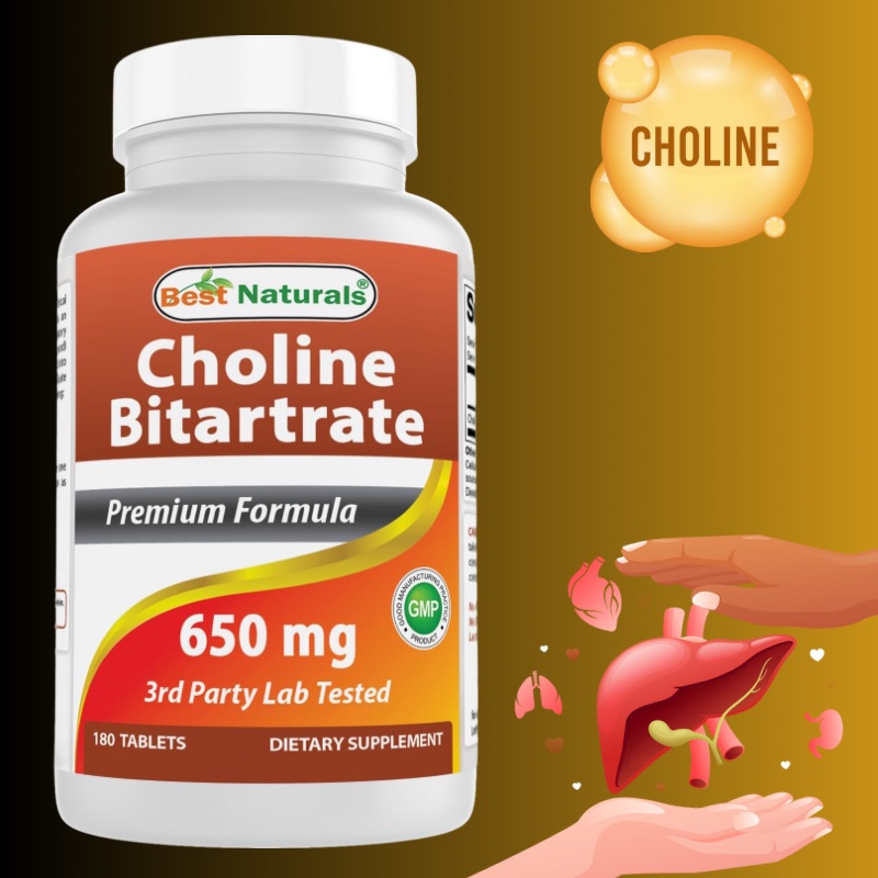 ქოლინის ბიტარტრატი 650 მგ, 180 აბი – ღვიძლის მხარდამჭერი დანამატი, ამერიკული მწვანე აფთიაქი