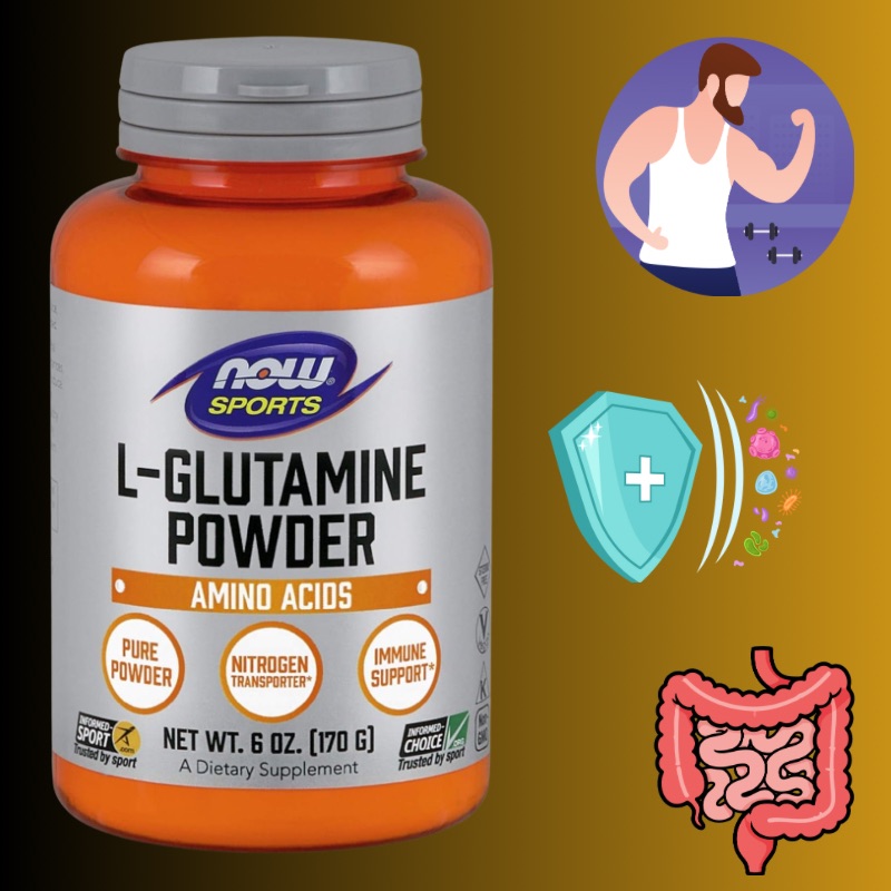 L გლუტამინი NOW Sports L-Glutamine Powder – სუფთა L-გლუტამინის ფხვნილი, 5 გ ერთ დოზაში, იმუნიტეტის, ნაწლავის და კუნთების მხარდაჭერა – ამერიკული მწვანე აფთიაქი