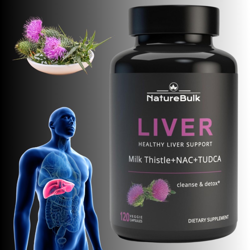 ღვიძლის ფუნქციის მხარდამჭერი კომპლექსი NatureBulk – Liver Support Complex, Milk Thistle, NAC და TUDCA შემცველი საკვები დანამატი - ამერიკული მწვანე აფთიაქი