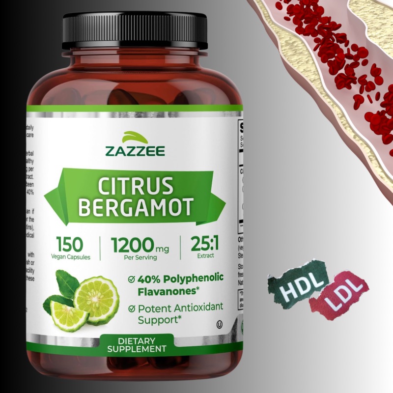 ბერგამოტის ექსტრაქტი ZAZZEE Citrus Bergamot ქოლესტერინის მხარდასაჭერად — ამერიკული მწვანე აფთიაქი