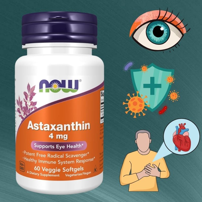 ასტაქსანტინი 4 მგ - ძლიერი ბუნებრივი ანტიოქსიდანტი, თვალის, კანის და იმუნური სისტემის მხარდაჭერა, ამერიკული მწვანე აფთიაქი"