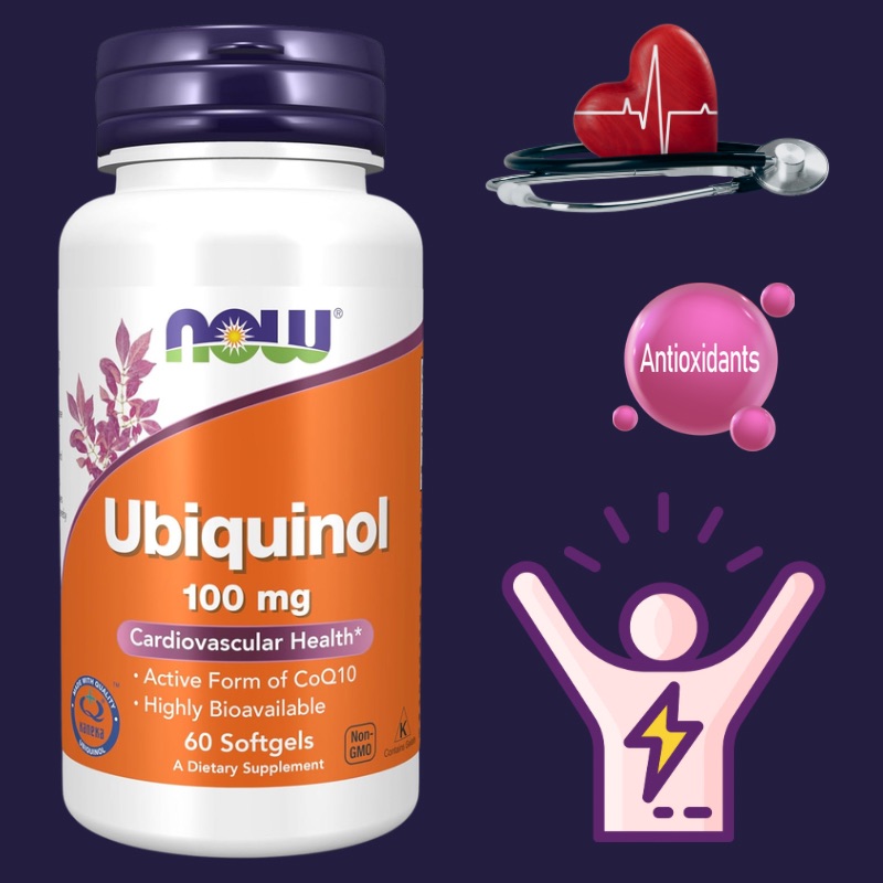 უბიქინოლი - NOW Ubiquinol 100 mg (Kaneka Ubiquinol™) — კოენზიმ Q10-ის აქტიური ფორმა უბიქინოლი. ხელს უწყობს ენერგიის გამომუშავებას უჯრედებში, მხარს უჭერს გულისა და სისხლძარღვების ჯანმრთელობას, მოქმედებს როგორც ძლიერი ანტიოქსიდანტი, ეხმარება დაღლილობის შემცირებას და CoQ10-ის დონის შენარჩუნებას. ამერიკული მწვანე აფთიაქი
